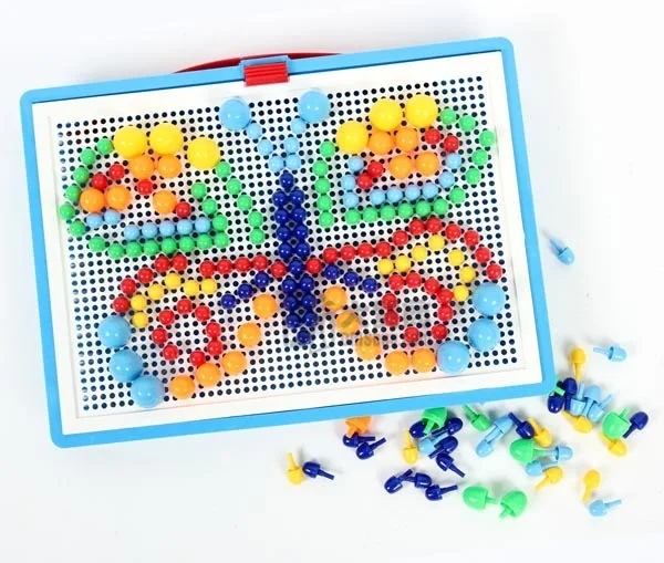 

3-7 years jigsaw puzzle old toys 296pcs/set mushroom nail fight inserted combinations flapper beads inserted educational toys