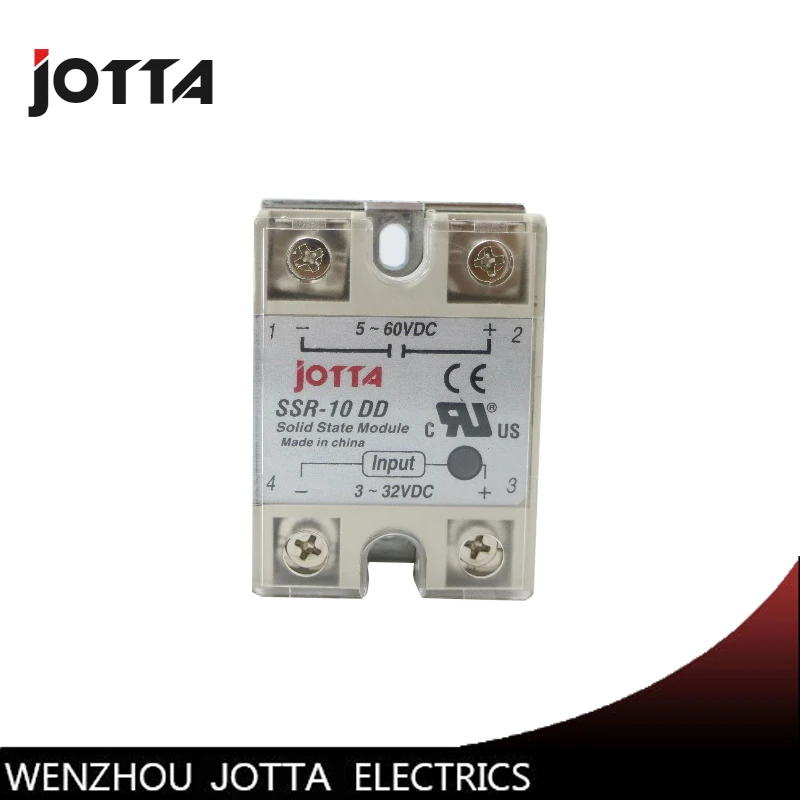 

SSR -10DD DC control DC SSR white shell Single phase Solid state relay 10A input 3-32V DC output 5~60V DC