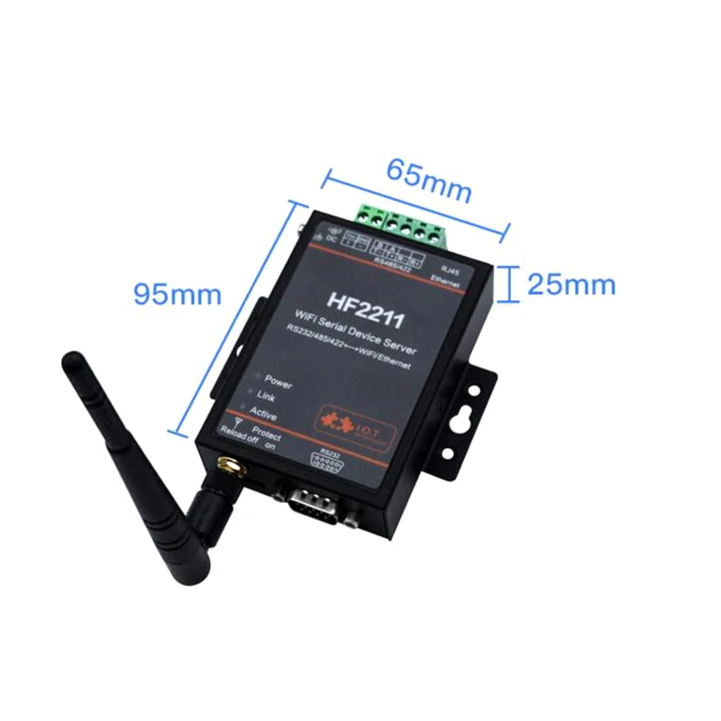 HF2211 промышленный Modbus Серийный RS232 RS485 RS422 к Wi-Fi Ethernet устройство TCP IP Telnet 4M Flash DTU сервер