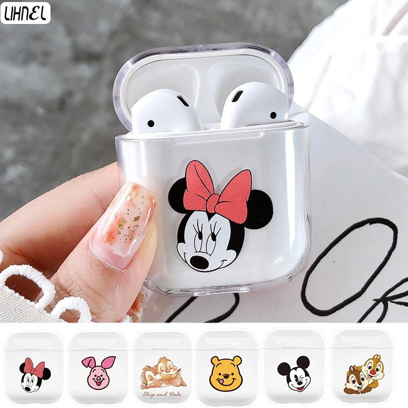 

Bags for Air Pods Mickey Minnie Mouse Dale Chip Pooh Bear Piglet Cartoon PC Clear Case for Airpods Wireless Bluretooth Earphone