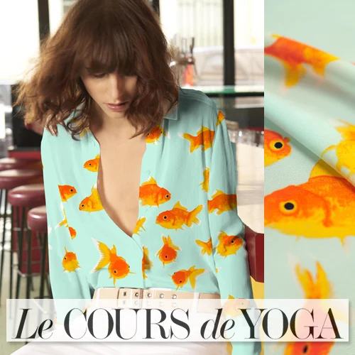 

Small goldfish fine South Korea imported digital printing CHIFFON SILK like fabrics handle