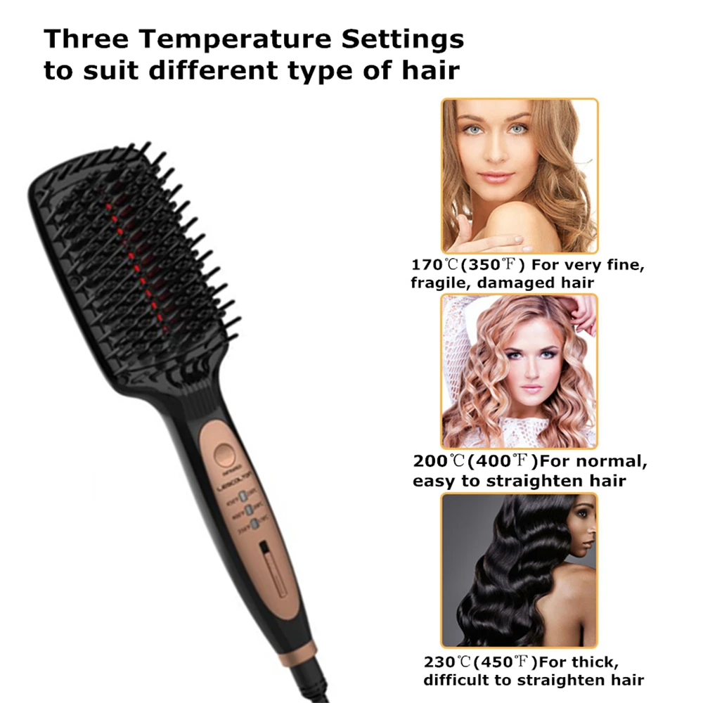 Профессиональная ионная инфракрасная щетка-выпрямитель для волос, анион, быстрая прямая расческа для волос, электрическая ионная керамическая щетка для волос, утюжок
