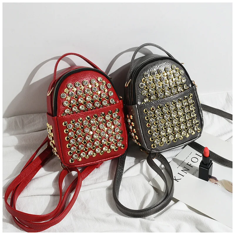 

Button Leather Simple Style Women Fashion Small PU Leather Backpacks Female Backpack Travel Bag School Bags for Teenagers Girls