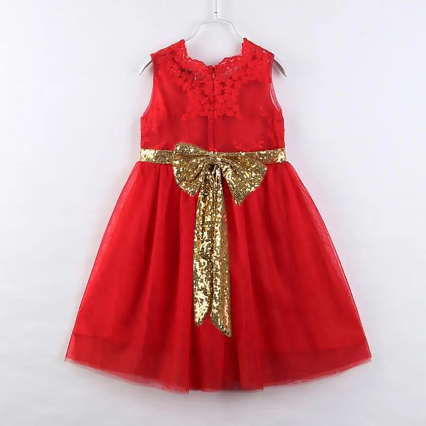 Платье с вырезами с открытой спиной для девочек летнее платье с бантом для девочек детское кружевное платье с блестками для маленьких девочек на свадьбу 2-6T