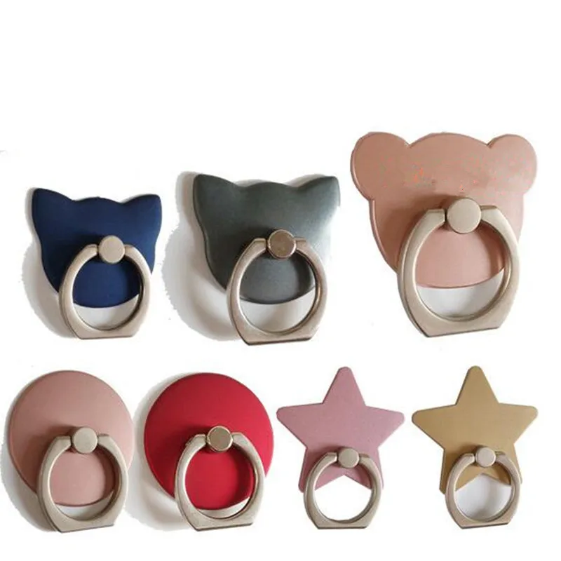 

UVR 360 Degree Animal Cat Bear Finger Ring Smartphone Stand Holder Star Circular Mobile Phone Holder Stand For iPhone All Phone