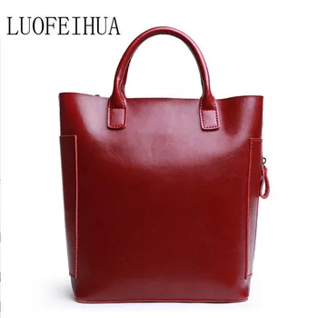 

LUOFEIHUA 2020 new fashion leather handbag Casual simple shoulder messenger bag Leather bucket bag