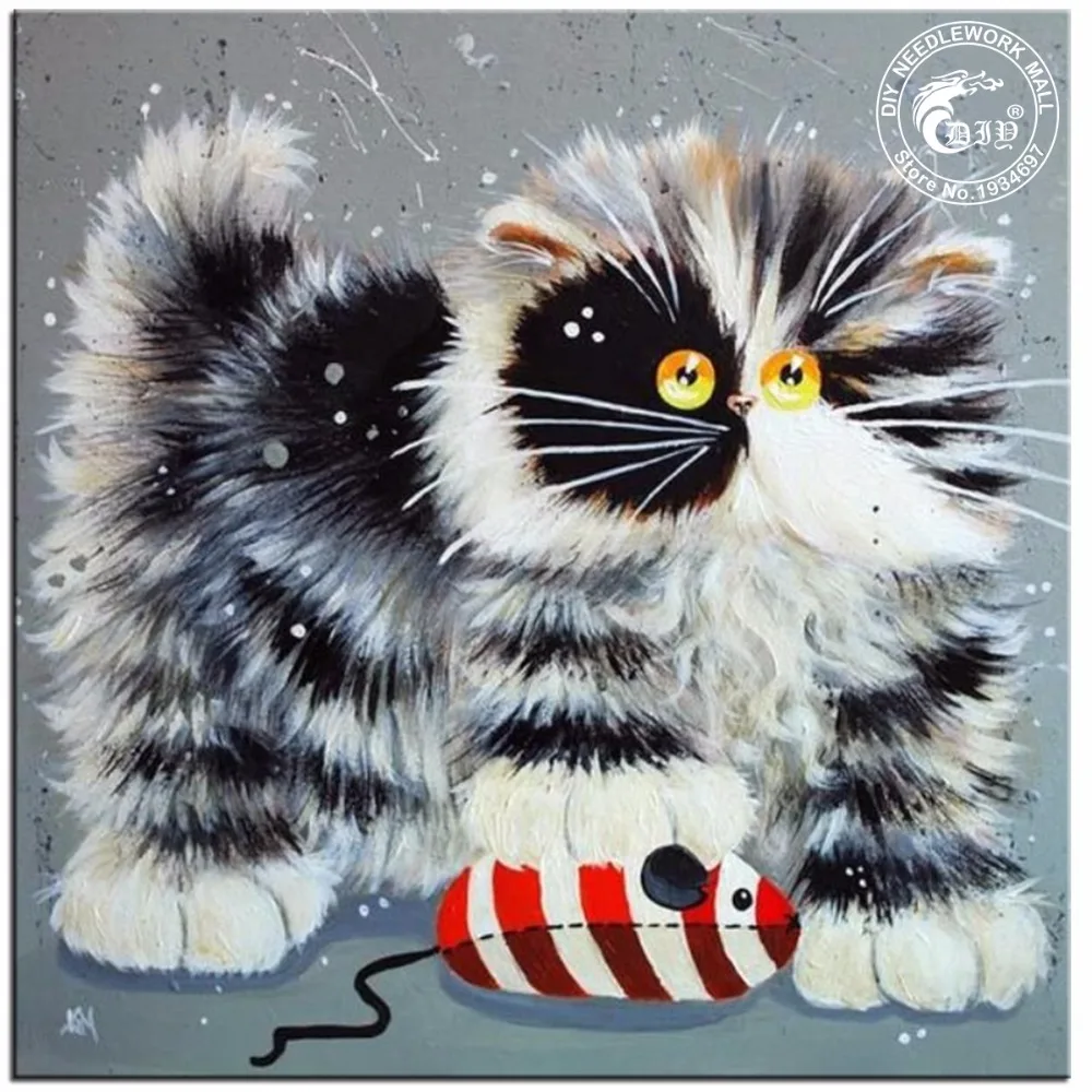 

Colorful Cat Diamond Painting Cross Stitch Kits Full Diamond Embroidery Europe Home Decoration Rubik's Cube Drill Animal Series