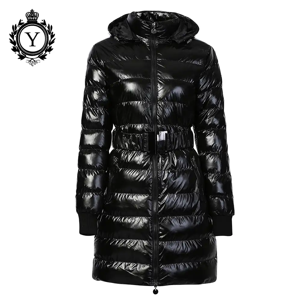 NEW-Women Down Cotton Coat Fur Hooded Parka Warm Jacket Puffer Shiny Winter