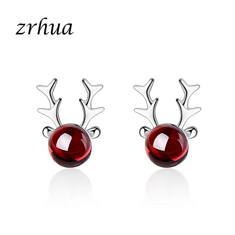 

ZRHUA Cute Gorgeous Animal Love Stud Earrings For Women High Quality 925 Silver Original Round Cut AAA Zircon Brinco Bijoux