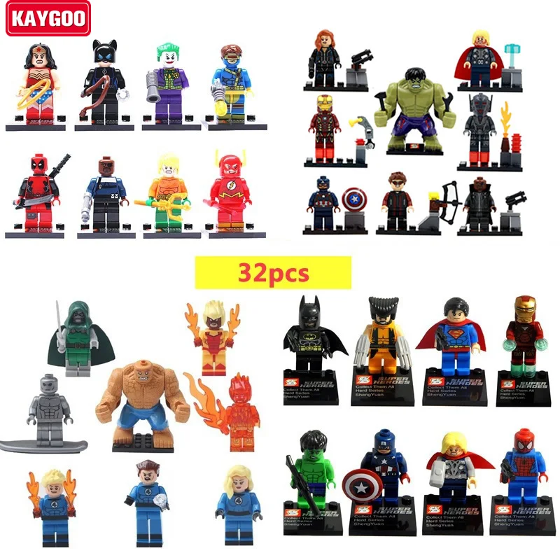 

32pcs Super Heroes Big Hulk Batman Ironman Superman Wonder Woman Deadpool Thor Building Blocks Brick Set Kids Toys Gifts