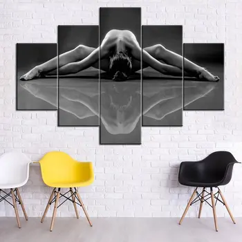 

Custom Sexy Nude Woman Painting for Men/Women Canvas Wall Art Black White Naked Girl Pictures Modern Artwork for Bedroom Decor
