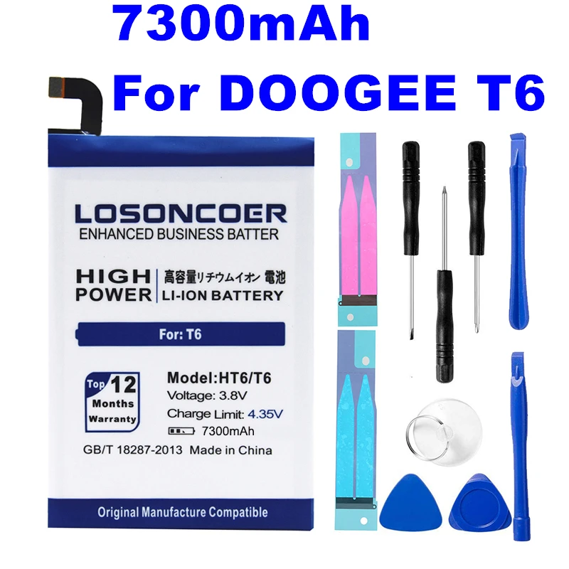 

LOSONCOER 7300mAh HT6 Battery For DOOGEE T6 Pro Free Shipping+Tracking