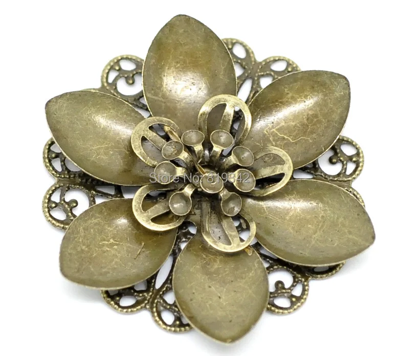 Free shipping 10PCs Antique Bronze Filigree Flower Wraps Connectors Embellishments Crafts Gift