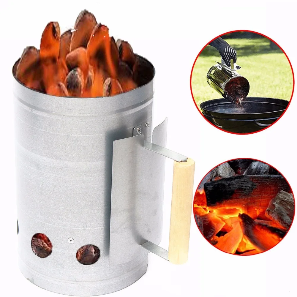 Free Shipping Charcoal Chimney Starter BBQ Barbecue Smoker Grill Fast