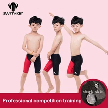 HXBY/купальный костюм для мальчиков, профессиональная соревнование, детский купальник для мальчиков, Детские тренировочные мужские плавки, шорты, большие размеры 5XL