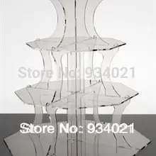 Собранная 4 ярусная акриловая Свадебная витрина для тортов с кристаллом