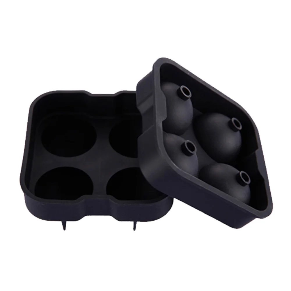 

Cocktail Whiskey Ice Ball Maker 4 Large Silicone Ice Cube Molds for Party Bar Ice Drink Freeze Tray Mould Kitchen Accessories