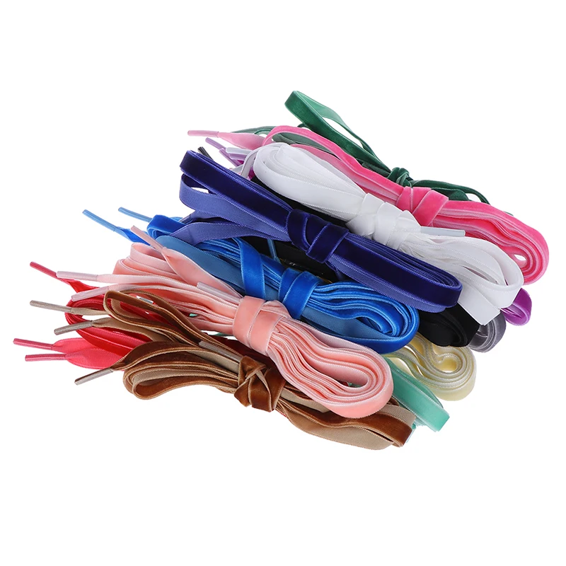 1Pair Velvet Shoelace Women Trendy Boots Shoelaces Ribbon One Side Multi Color Athletic Sports Shoe Lace Strings 120cm