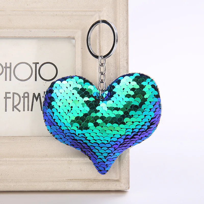 

Cute Women Heart Keychain Glitter Sequins Key Ring for Women Handbag Purse Pendants Holder Keyring Porte Clef Llaveros