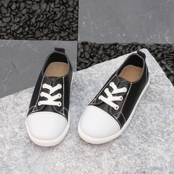 

Childrens Genuine Leather Shoes Girls Sports Shoes Boys Casual Shoes Baby Black White Shoes Leisure Flats Tenis Infantil 21-37#