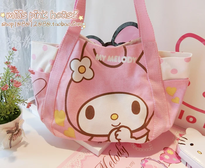 Kawaii hello kitty my Melody Холщовая Сумка для покупок женская сумка для обеда с рисунком складной продуктовый карман для девочек