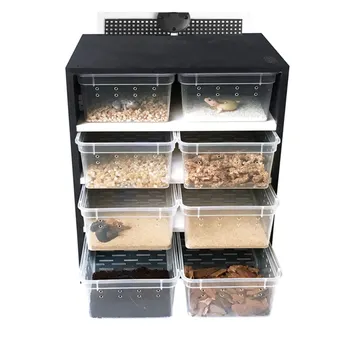 

Terrarium 4 Layers Breeding Tank Pet Reptiles Acrylic Feeding Box Insect Lizards House Drawer With Hygrometer Heating Pad Cage