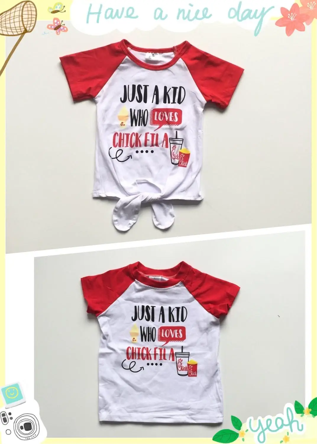 

baby girls/boys shirts white shirt with red sleeve