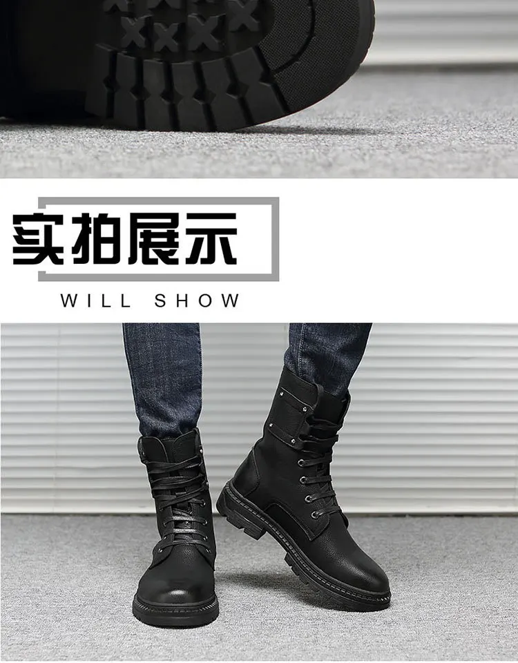 Мужские мотоциклетные ботинки; мотоботы из искусственной кожи; классические ботинки Martin; нескользящая обувь в байкерском стиле; обувь в стиле ретро для мотогонок