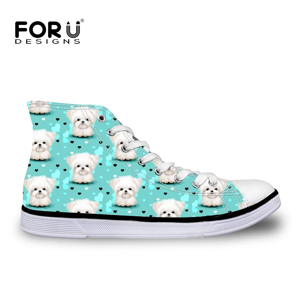 FORUDESIGNS Boots Maltese Florals Printed Men Canvas High Top Footwear