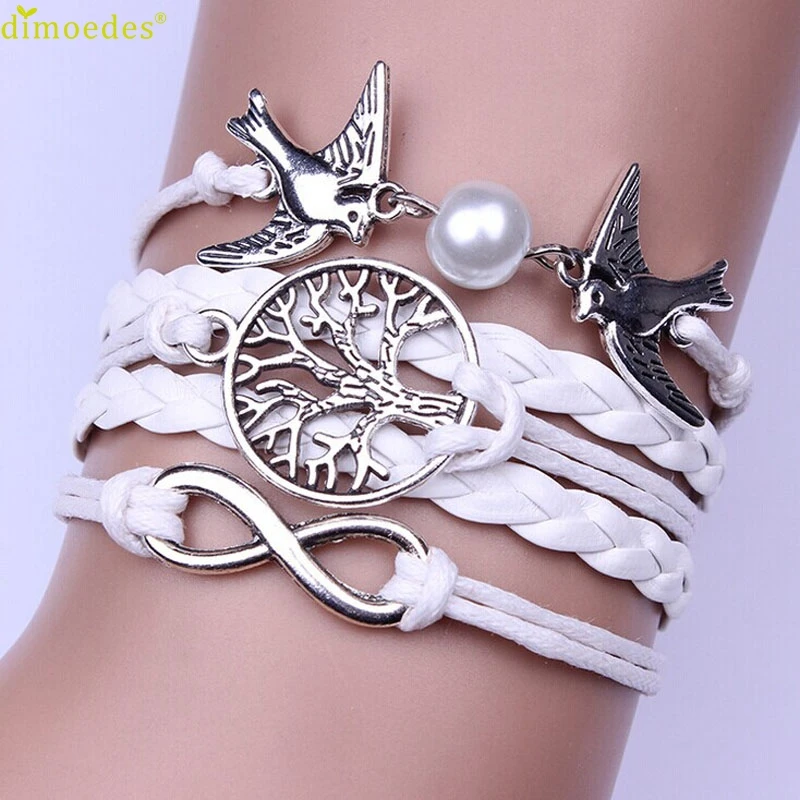 

Diomedes Newest Bracelet Women 1PC Infinity Handmade Adjustable Pigeon Leather Multilayer Wristband Bracelet Gift #0303