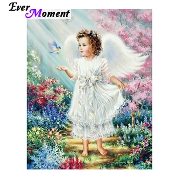 

Ever Moment Diamond Painting Girl Angle Tree Flower Handmade Picture Of Rhinestone Mosaic Diamond Embroidery Cross Stitch 3F1735