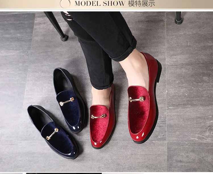 Fashion Pointed Toe Dress Shoes Men Loafers Patent Leather Oxford Shoes for Men Formal Mariage Wedding Shoes