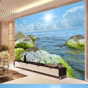 

beibehang Large custom wallpapers HD blue sky and white clouds stone wall murals background wall papel de parede infantil