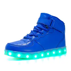 Теплый как дома синий Новый 25-39 USB зарядное устройство светящиеся кроссовки Led светящаяся обувь для детей Мальчики Девочки с подсветкой