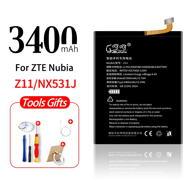 Новая батарея lehehe для zte Nubia Z11 Li3829T44P6h806435 NX531J высокое качество 3000 мАч 3400 мАч аккумуляторная батарея с инструментами подарок - Цвет: 3400mAh NX531J