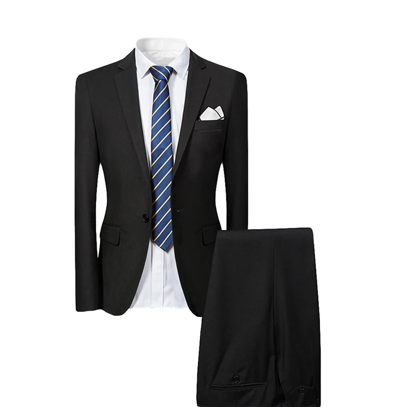 Mens Single Breasted 2 Button Slim Fit Dress Suit