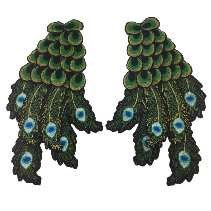 

Peacock feather wings Patch for Clothing Iron On Embroidery Applique Patch Fabric Clothes Badge DIY Fashion Stickers Accessories