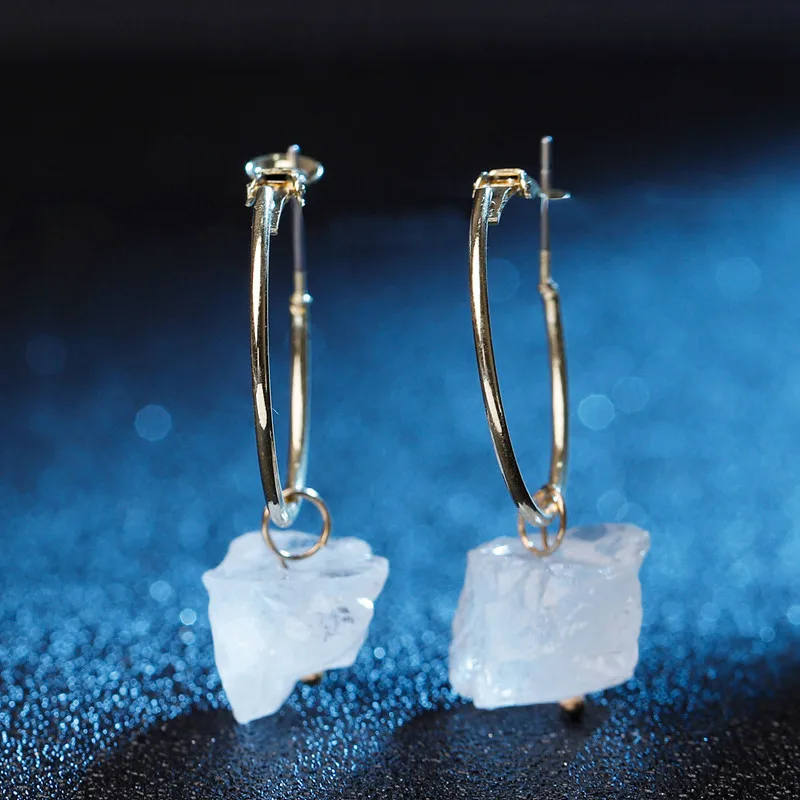 

Fashion Clear Druzy Quartz Stone Pendant Drop Dangle Earrings for Women Girl Trendy Rock Jewelry Korean Party Accessories
