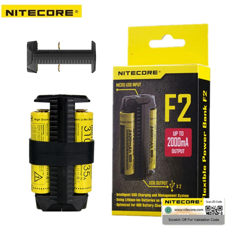 NITECORE F1 F2 гибкий внешний аккумулятор USB Интеллектуальный палец литиевая батарея зарядное устройство для 18650 10440 14500