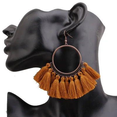 

ZA Fashion Tassel Dangle Earrings For Women Drop Jewelry Bohemian Round Wedding Statement Christmas Party Gift Earring Wholesale