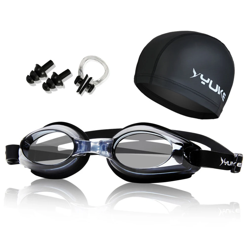 Myopia Swimming Goggles HD Shortsighted Swimming Glasses with Hat Diopter Spectacles Plating