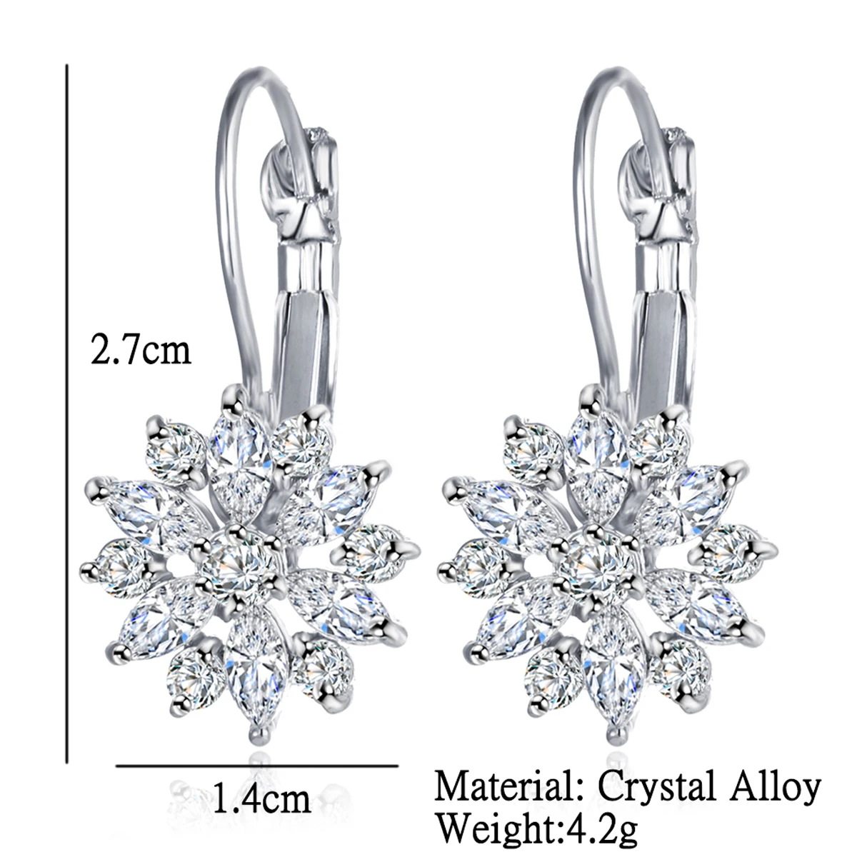 Luxury CZ Crystal Flower Hoop Earrings Charms Gold Sliver Plated Earrings Elegant Fashion Jewelry Birthday Gifts For Women