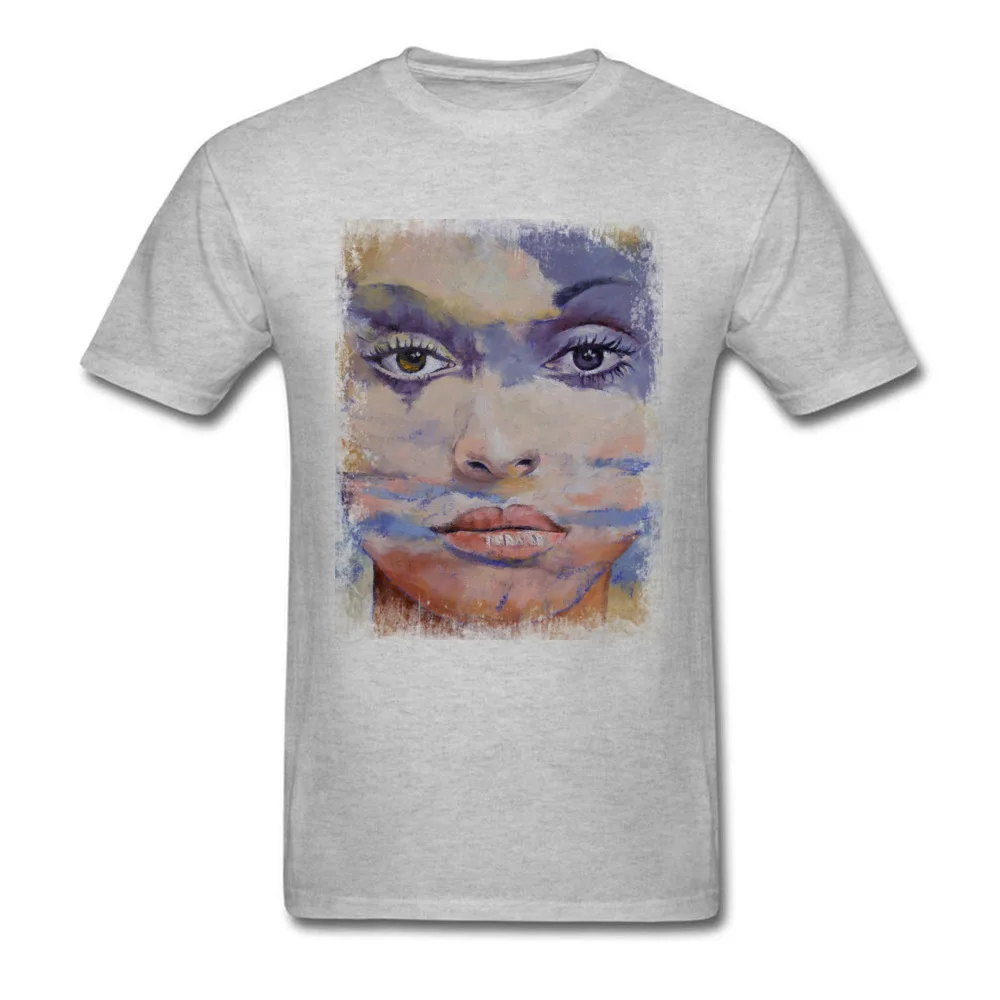 MONA LISA T-shirts for Men Leisure Summer T Shirt Short Sleeve Slim Fit Street Tee-Shirts Round Collar 100% Cotton Fabric MONA LISA grey