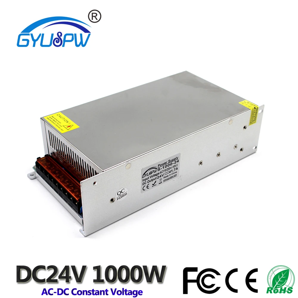 

Single Output 24v DC Power Supply Switching 41.7a 1000w Led Driver Transformer 110V 220V AC to DC24 SMPS For CCTV LED Strip Lamp