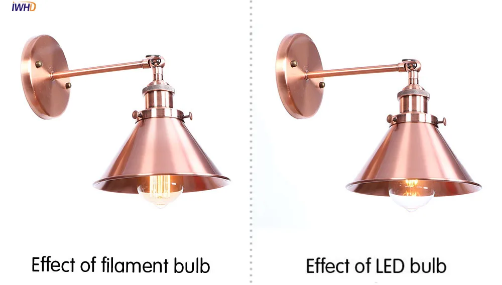 IWHD Edison старинные антикварные настенный светильник светодиодный спальни лестницы Edison Loft промышленного ретро настенный светильник бра