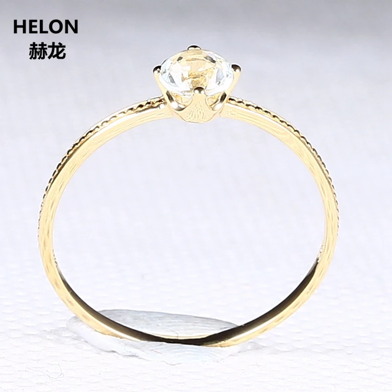 Однотонное обручальное кольцо из желтого золота 14 к, Натуральный аквамарин, 4,5 мм, круглое обручальное кольцо, модные ювелирные изделия