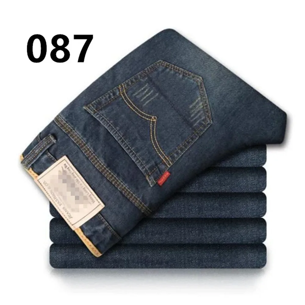 Синие джинсы мужские Досуг время подходят прямой цилиндр большой код брюки мужские джинсы homme одежда уличная - Цвет: blue