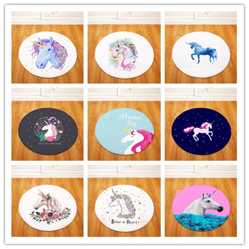 

Unicorn Round Tapete For Living Room Bedroom Home Decor Carpet Rug Children Kids Soft Play Mat