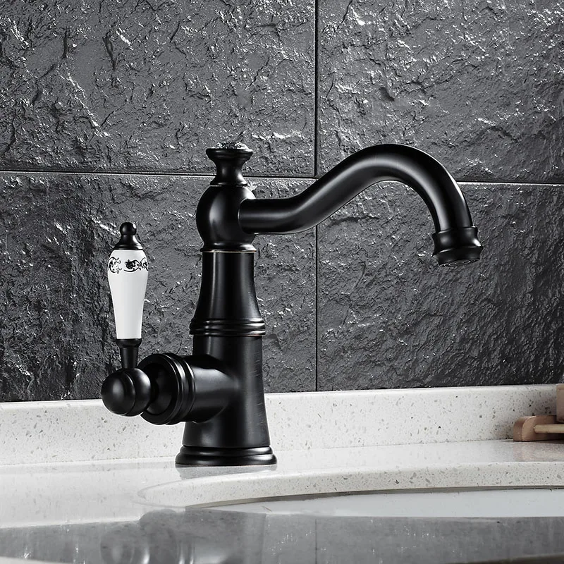

Black/Chrome/Gold/Antique/Nickel Basin Faucet Single Handle Basin Mixer Tap Hot & Cold Bathroom Faucet Sink Water Faucet