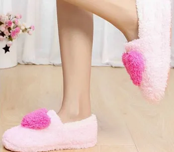 

Dropshipping Lovely Ladies Home Floor Soft Women Indoor Slippers Outsole Cotton-Padded Shoes Female Cashmere Warm Casual Shoes